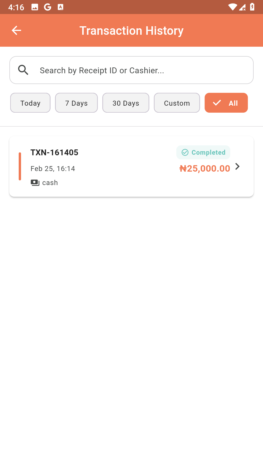Transaction history